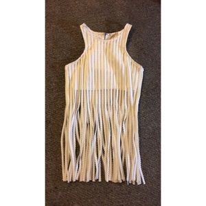 White fringe and lace shirt